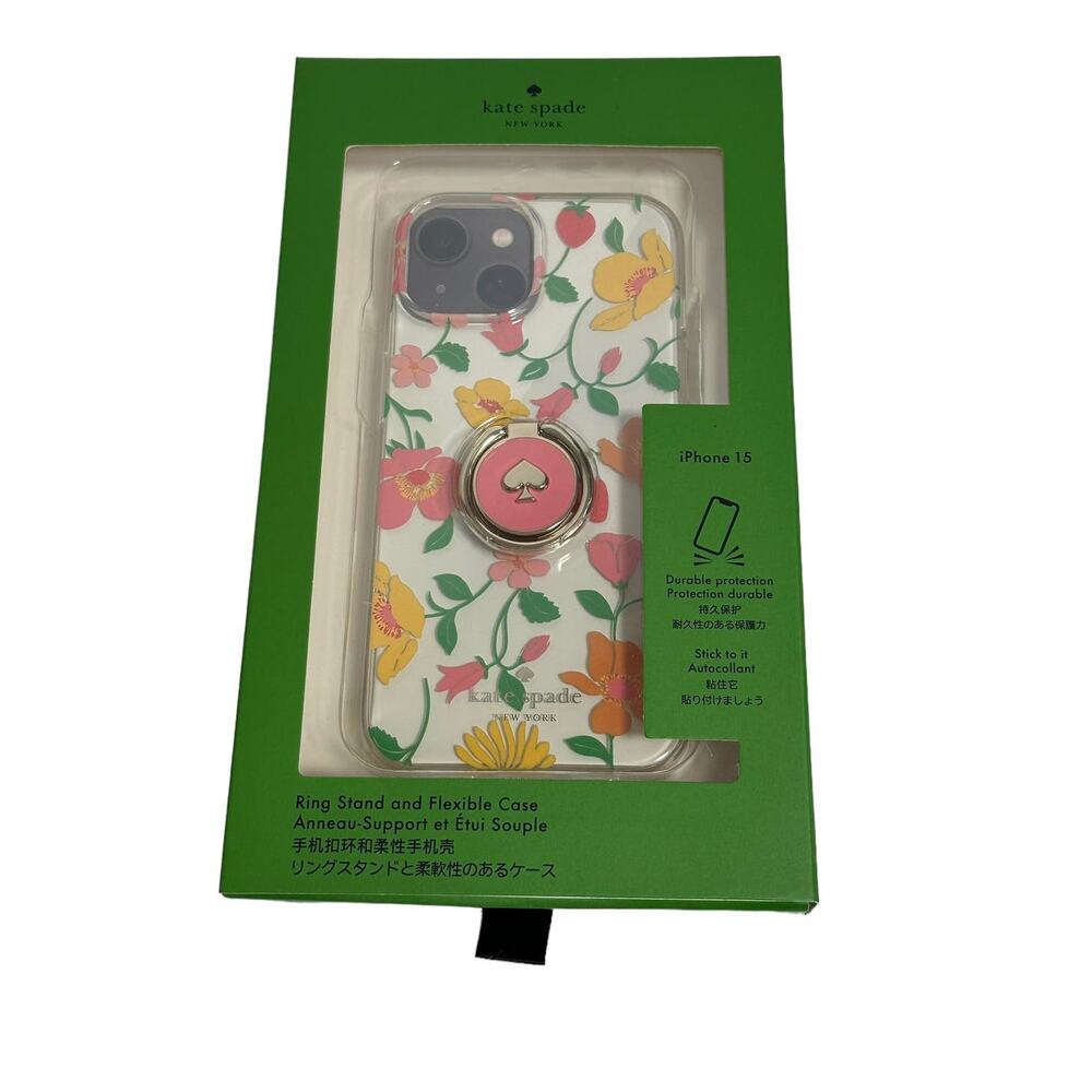 Kate Spade Strawberry Garden Iphone 15 Stability Ring And Case